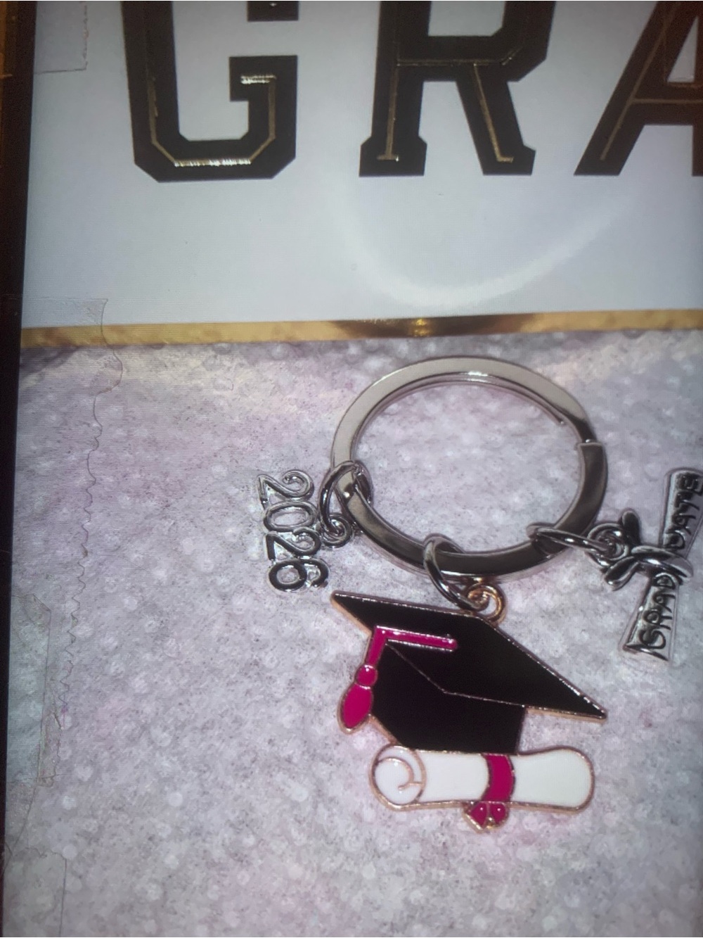 Graduation Keychain Cap & Diploma Charm - Black & Red NEW Handmade Unisex MEN - Picture 5 of 8